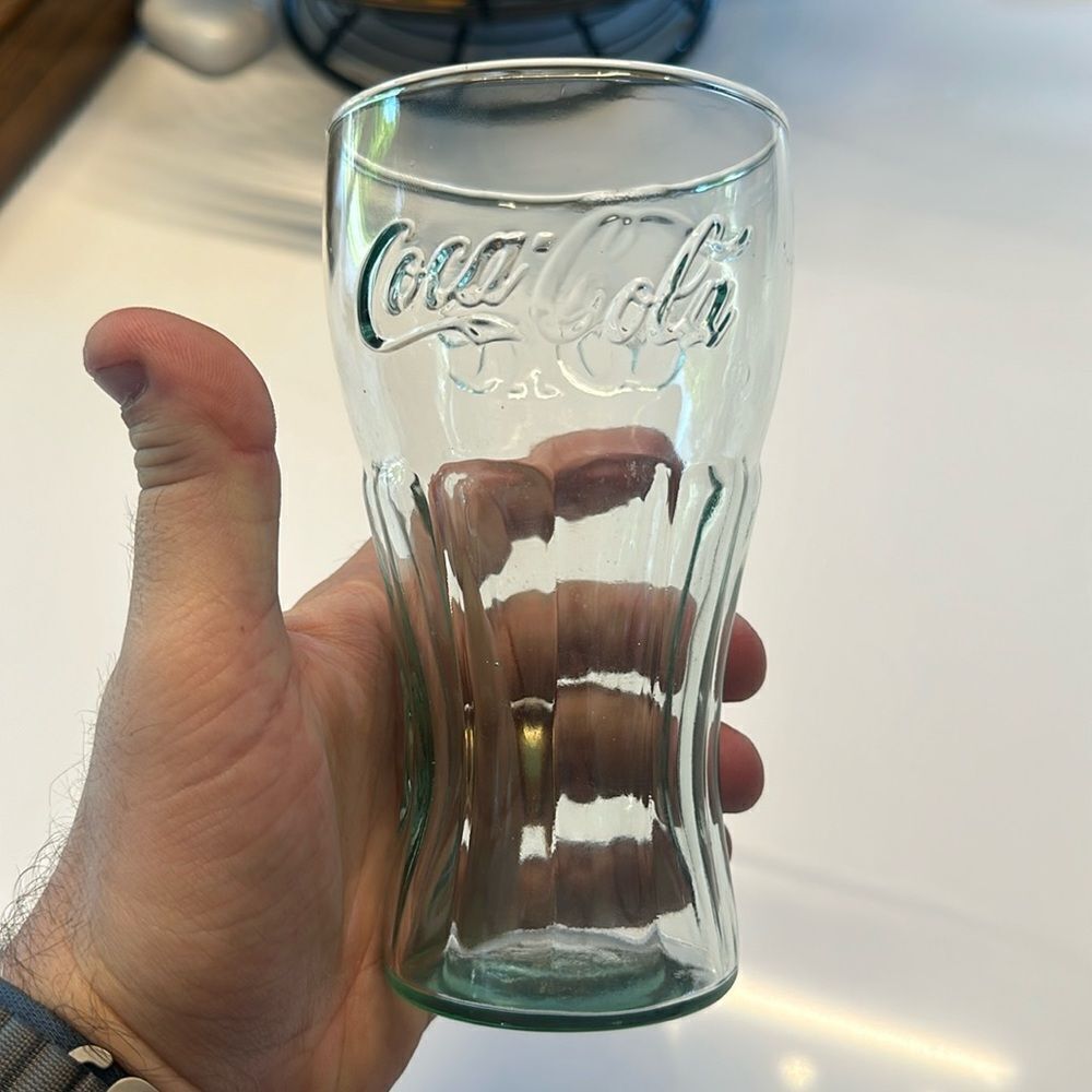 Vintage Libbey Coca Cola Green Tint Glass - 16oz - 6" Tall
